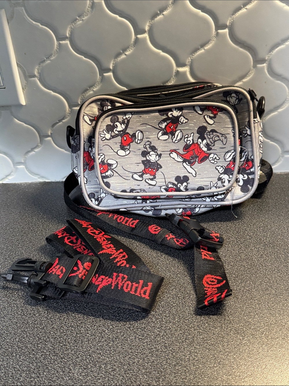 Disney Black & Red Mickey Waist Bag with removable shoulder strap